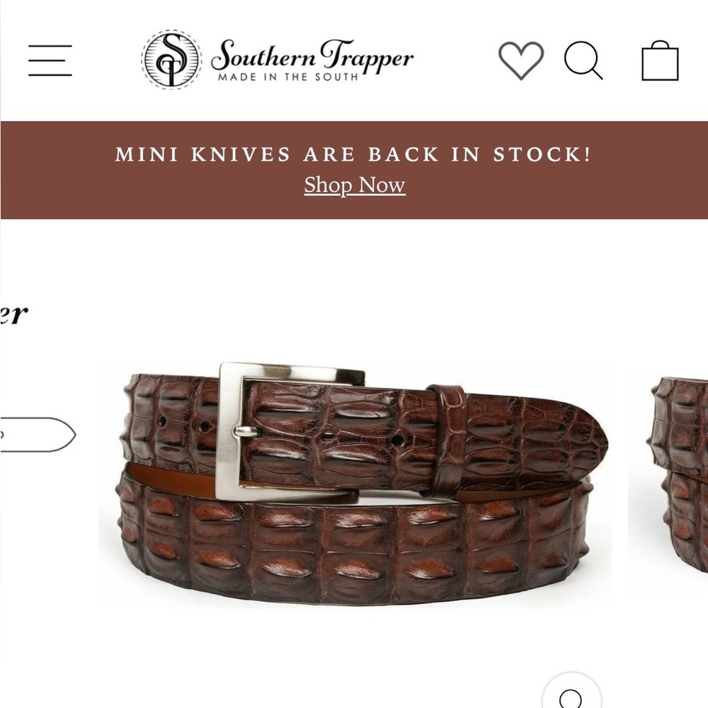 Southern Trapper Men’s Genuine Hornback Saltwater Crocodile Leather Belt Size 48